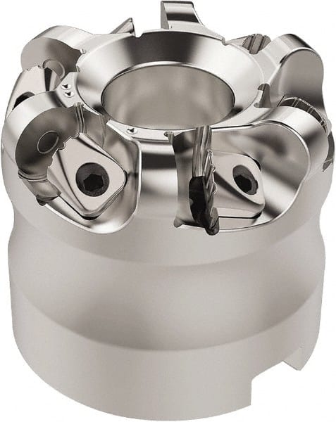 Seco - 37.33mm Cut Diam, 6mm Max Depth, 22mm Arbor Hole, 6 Inserts, RN.. 1204 Insert Style, Indexable Copy Face Mill - R220.26 Cutter Style, 16,700 Max RPM, 45mm High, Through Coolant, Series R220.26 - Exact Tooling
