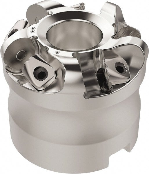 Seco - 67.26mm Cut Diam, 6mm Max Depth, 3/4" Arbor Hole, 5 Inserts, RN.. 1207 Insert Style, Indexable Copy Face Mill - R220.26 Cutter Style, 11,900 Max RPM, 2 High, Through Coolant, Series R220.26 - Exact Tooling