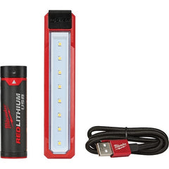 Milwaukee Tool - White LED Bulb, 445 Lumens, Hands-free Flashlight - Black, Red Plastic Body, 1 AAA Lithium Battery Included - Exact Tooling