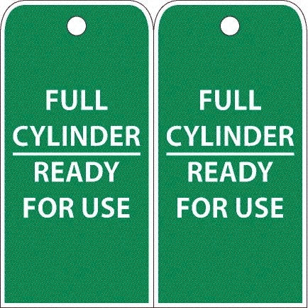 NMC - 4" High x 8" Long, FULL CYLINDER-READY FOR USE, English Safety & Facility Accident Prevention Tag - 2 Sides, White Poly - Exact Tooling