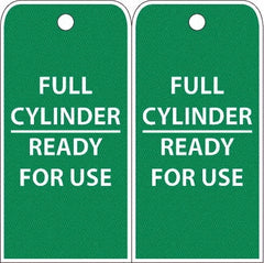 NMC - 4" High x 8" Long, FULL CYLINDER-READY FOR USE, English Safety & Facility Accident Prevention Tag - 2 Sides, White Poly - Exact Tooling