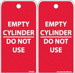 NMC - 4" High x 8" Long, EMPTY CYLINDER-DO NOT USE, English Safety & Facility Accident Prevention Tag - 2 Sides, White Poly - Exact Tooling