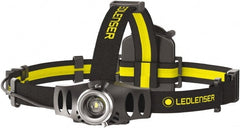 LED LENSER - White LED Bulb, 200 Lumens, Hands-free Flashlight - Black, Yellow Plastic Body, 3 AAA NiMH Batteries Included - Exact Tooling