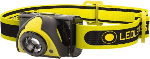 LED LENSER - White, Red LED Bulb, 200 Lumens, Hands-free Flashlight - Black, Yellow Plastic Body, 3 Integrated Lithium-Ion Batteries Included - Exact Tooling