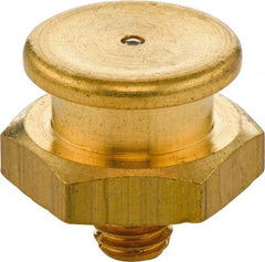 Umeta - Straight Head Angle, M8x1.25 Metric Brass Button-Head Grease Fitting - 17mm Hex, 17mm Overall Height - Exact Tooling