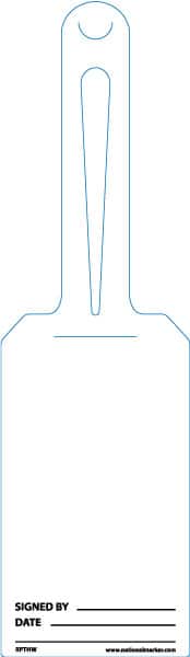 NMC - 11-1/4" High x 3-1/4" Long, Blank, English Safety & Facility Blank Tag - White Unrippable Vinyl - Exact Tooling