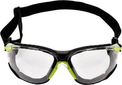 3M - Clear Lenses, Frameless Safety Glasses - Anti-Fog, Green Frame, Size Universal, Wrap Around - Exact Tooling