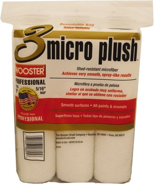 Wooster Brush - 5/16" Nap, 9" Wide Paint Roller Cover - Smooth Texture, Microfiber - Exact Tooling