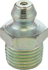 Umeta - Straight Head Angle, M12x1.25 Metric Steel Standard Grease Fitting - 14mm Hex, 17.5mm Overall Height, 6.5mm Shank Length, Zinc Plated Finish - Exact Tooling