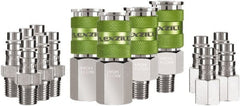 Legacy - 14 Piece 1/4" Body 1/4 NPT 300 psi Steel/Aluminum High Flow Pneumatic Coupling Plug Set - Exact Tooling