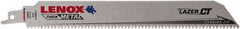 Lenox - 9" Long x 1" Thick, Bi-Metal Reciprocating Saw Blade - Tapered Profile, 8 TPI, Toothed Edge, Tang Shank - Exact Tooling