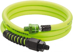 Legacy - 3/8" ID x 0.61" OD 6' Long Lead-In Whip Hose - MNPT High Flow Ball Swivel x MNPT Ends, 300 Working psi, -40 to 140°F, 1/4" Fitting, Green - Exact Tooling
