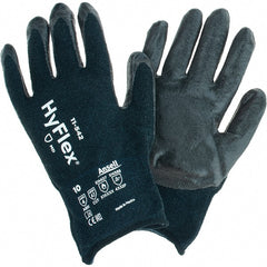 Ansell - Size XL (10), ANSI Cut Lvl A7, Puncture Lvl 3, Abrasion Lvl 4, Nitrile Coated Cut Resistant Gloves - 8.9508" Long, Palm & Fingertips Coated, Kevlar, Nylon, Spandex & Steel Lining, Knit Wrist, Black, Paired - Exact Tooling