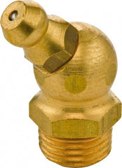 Umeta - 45° Head Angle, 1/4-19 BSPT Brass Standard Grease Fitting - 14mm Hex, 22.5mm Overall Height, 6.5mm Shank Length - Exact Tooling