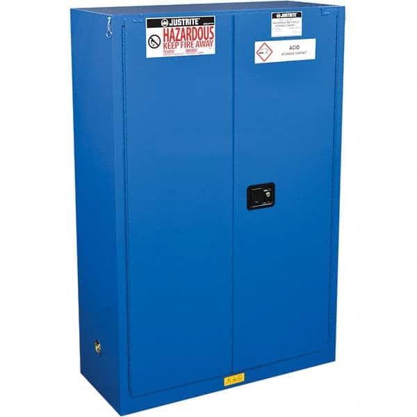 Justrite - Safety Cabinets Hazardous Chemical Type: Corrosive Chemicals Color: Blue - Exact Tooling