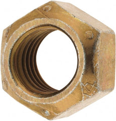 Made in USA - 1-1/4 - 7 Grade C Hex Lock Nut with Distorted Thread - Zinc Yellow with Wax Finish - Exact Tooling