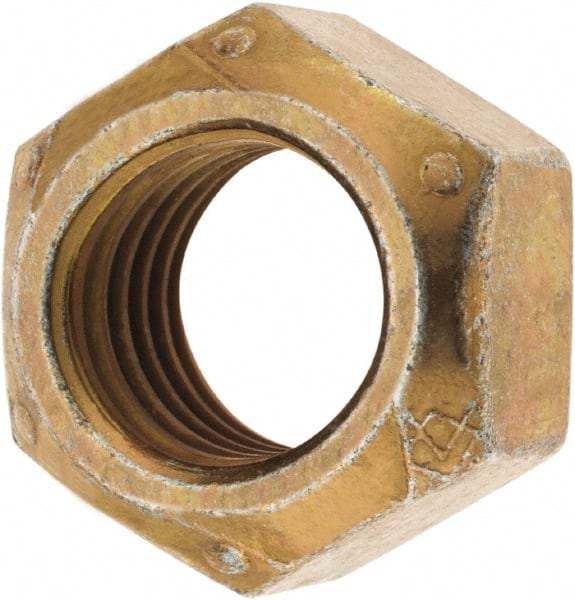 Made in USA - 7/16-14 Grade C Hex Lock Nut with Distorted Thread - Zinc Yellow with Wax Finish - Exact Tooling
