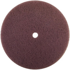 Merit Abrasives - 4-1/2" Medium Grade Aluminum Oxide Deburring Disc - 7/8" Center Hole, Hook & Loop Connection, Maroon, 11,000 Max RPM - Exact Tooling