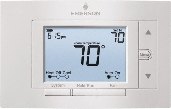 White-Rodgers - 50 to 99°F, 4 Heat, 2 Cool, Digital Nonprogrammable Multi-Stage Thermostat - 20 to 30 Volts, 1.77" Inside Depth x 1.77" Inside Height x 5-1/4" Inside Width, Horizontal Mount - Exact Tooling