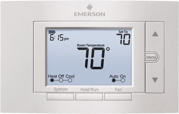 White-Rodgers - 50 to 99°F, 2 Heat, 2 Cool, Digital Programmable Multi-Stage Thermostat - 20 to 30 Volts, 1.77" Inside Depth x 1.77" Inside Height x 5-1/4" Inside Width, Horizontal Mount - Exact Tooling