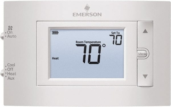 White-Rodgers - 50 to 99°F, 2 Heat, 1 Cool, Digital Nonprogrammable Heat Pump Thermostat - 20 to 30 Volts, 1.77" Inside Depth x 1.77" Inside Height x 5-1/4" Inside Width, Horizontal Mount - Exact Tooling