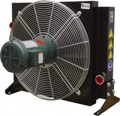 AKG Thermal Systems - 2" SAE 4 Bolt Flange, 1 Fan Mount, Liquid-To-Air Aluminum Brazed Process Equipment Heat Exchanger - Oil Cooler, Ethylene Glycol/Water Mixture Cooler, 30.19" High x 37.01" Wide x 23.3" Deep, 250°F Max - Exact Tooling