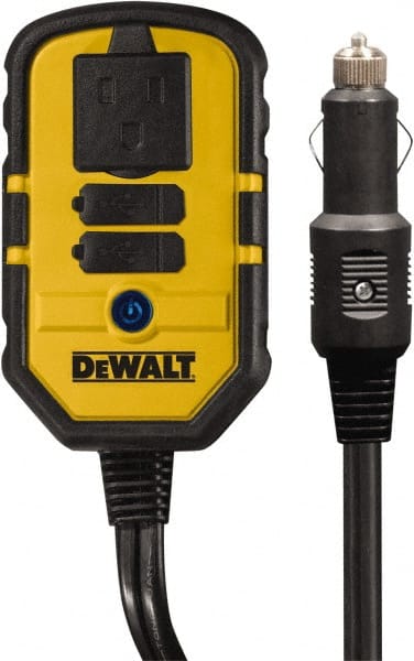DeWALT - 1 Connection, 13.8 VDC Input, 120 VAC Output, 12 Amp Input Rating, 140 Peak Wattage, Power Inverter - 120 Watt Continuous Output Power - Exact Tooling