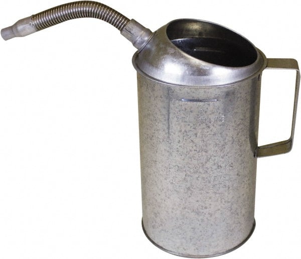 Funnel King - 7-1/2" Long Flexible Spout, Measure Oiler - Steel Pump, Steel Body, Galvanized - Exact Tooling