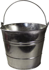 Funnel King - 12 Qt, 10" High, Galvanized Steel Round Silver Single Pail - Handle Included, 11-1/2" Top Diam - Exact Tooling