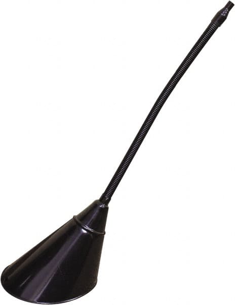 Funnel King - 2 Qt Capacity Galvanized Steel Funnel - 7" Mouth OD, 1/2" Tip OD, 17" Flexible Spout, Black - Exact Tooling