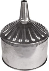 Funnel King - 8 Qt Capacity Galvanized Steel Funnel - 9-5/8" Mouth OD, 1" Tip OD, 3-1/2" Straight Spout, Silver - Exact Tooling