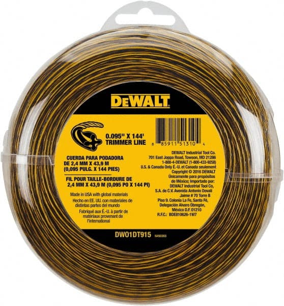 DeWALT - 0.095" Diam, 144' Long String Trimmer Replacment Line - For DCST920B, DCST920P1, DCST970X1, DCST990B, DCST990H1, DCST990M1 - Exact Tooling