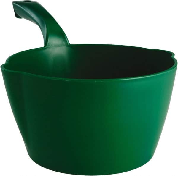Remco - 64 oz Green Polypropylene Round Bottom Scoop - 8.3" Wide x 4-1/2" Deep Bowl, 5-1/2" Handle Length, 13" OAL - Exact Tooling