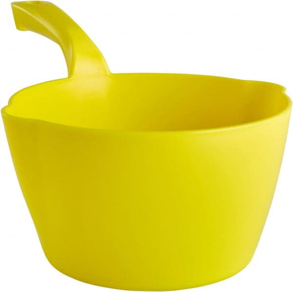 Remco - 64 oz Yellow Polypropylene Round Bottom Scoop - 8.3" Wide x 4-1/2" Deep Bowl, 5-1/2" Handle Length, 13" OAL - Exact Tooling