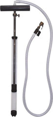 LiquiTube - 12.8 Strokes per Gal, 1/8" Outlet, 0.46 GPM, Aluminum, Brass, PVC & Plastic Hand Operated Drum Pump - 10 oz per Stroke, 22-1/4" OAL, For 5 Gal Drums, For Tire Sealants - Exact Tooling