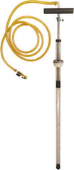 LiquiTube - 12.8 Strokes per Gal, 1/8" Outlet, 0.46 GPM, Aluminum, Brass, PVC & Plastic Hand Operated Drum Pump - 10 oz per Stroke, 46" OAL, For 55 Gal Drums, For Tire Sealants - Exact Tooling