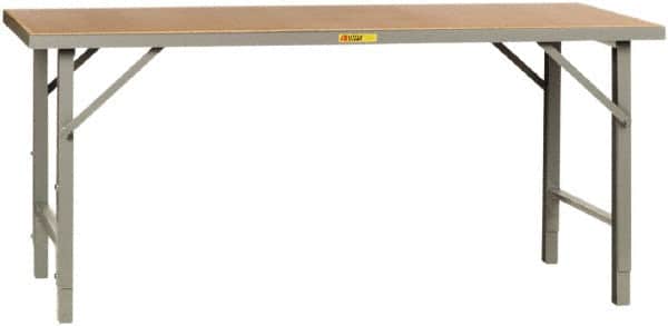 Little Giant - 84 Wide x 36" Deep x 28-1/4" High, Hardboard on Steel Heavy-Duty Folding Leg Table - Adjustable Height Legs, Gray - Exact Tooling