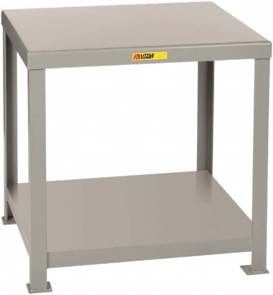 Little Giant - 30 Wide x 28" Deep x 24" High, 7 Gauge Steel Heavy-Duty Machine Table - Fixed Legs, Gray - Exact Tooling