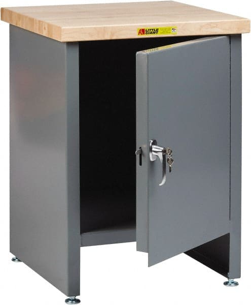 Little Giant - 24 Wide x 24" Deep x 34" High, Butcher Block Compact Work Center Cabinet - Fixed Legs With Adjustable Height Glides, Gray - Exact Tooling
