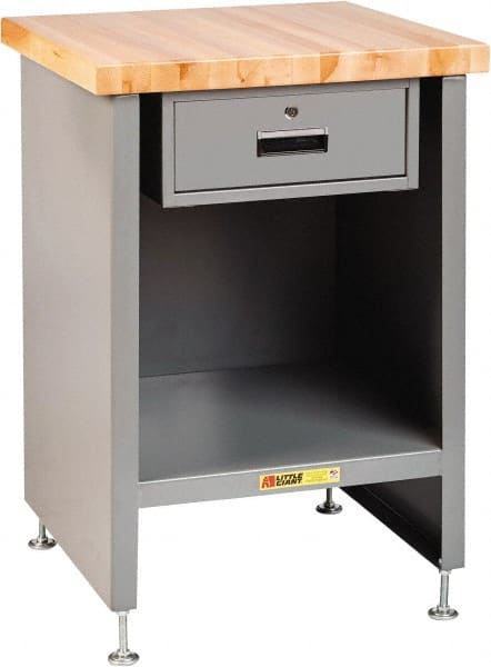 Little Giant - 24 Wide x 24" Deep x 34" High, Butcher Block Compact Work Center Cabinet - Fixed Legs With Adjustable Height Glides, Gray - Exact Tooling