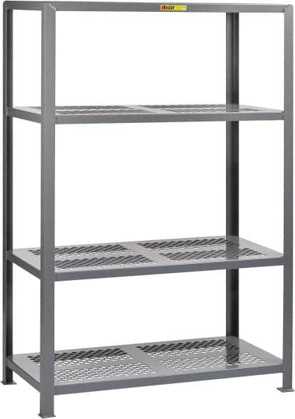 Little Giant - 4 Shelf Starter Open Steel Shelving - 6,000 Lb Capacity, 60" Wide x 72" High x 30" Deep, Gray - Exact Tooling