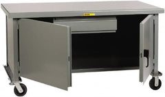 Little Giant - 3,600 Lb Capacity, 2 Shelf, 1 Drawer, 2 Door Mobile Heavy-Duty Workbench Cabinet - 72" Wide x 36" Deep x 37-1/2" High, Steel, Gray - Exact Tooling