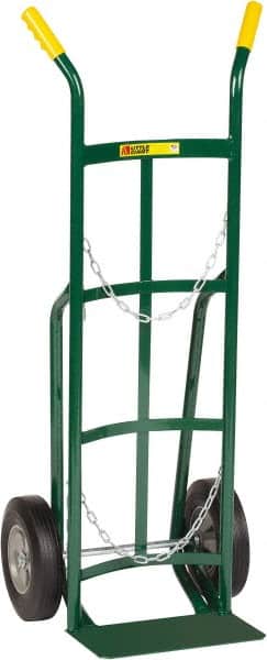 Little Giant - 800 Lb Capacity 47" OAH Cylinder Hand Truck - 8 x 14" Base Plate, Dual Handle, Steel, Flat-Free Microcellular Foam Wheels - Exact Tooling