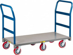 Little Giant - 3,600 Lb Capacity Steel 6-Wheeled Platform Truck - Steel Deck, 30" OAW, 48" Platform Length x 9" Platform Height, Polyurethane Casters - Exact Tooling