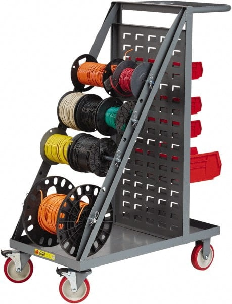 Little Giant - 600 Lb Capacity, 18" Wide x 32" Long x 46-1/4" High Wire Spool Cart - 1 Shelf, Steel, Polyurethane Casters - Exact Tooling