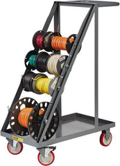Little Giant - 600 Lb Capacity, 18" Wide x 32" Long x 46-1/4" High Wire Spool Cart - 1 Shelf, Steel, Polyurethane Casters - Exact Tooling