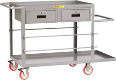 Little Giant - 1,200 Lb Capacity, 24" Wide x 54" Long x 35" High Wire Spool Cart - 2 Drawer, 2 Shelf, Steel, Polyurethane Casters - Exact Tooling