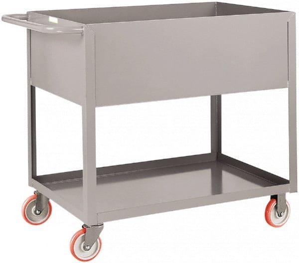 Little Giant - 1,200 Lb Capacity, 24" Wide x 54" Long x 35" High Deep Shelf Cart - 2 Shelf, Steel, Polyurethane Casters - Exact Tooling