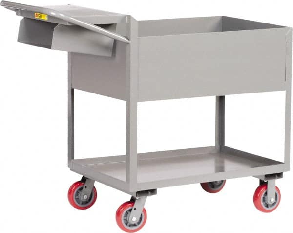 Little Giant - 3,600 Lb Capacity, 24" Wide x 52" Long x 41" High Deep Shelf Cart - 2 Shelf, Steel, Polyurethane Casters - Exact Tooling