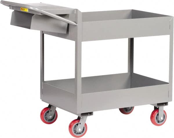 Little Giant - 3,600 Lb Capacity, 24" Wide x 64" Long x 41" High Deep Shelf Cart - 2 Shelf, Steel, Polyurethane Casters - Exact Tooling